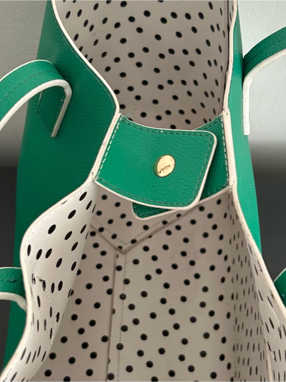 Tommy Bahama Green Reversible Tote Bag Carryall structured tote - Picture 7 of 11